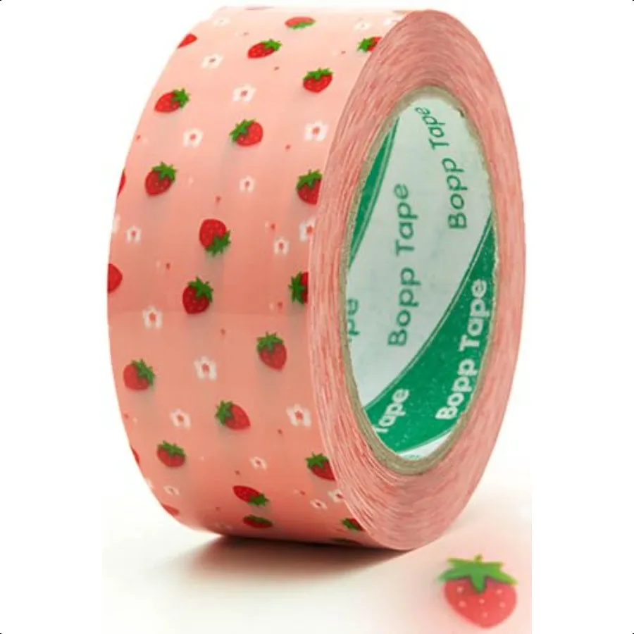 

Упаковочная лента с розовым клубничным узором, декоративная доставка, лента стандартного класса для перемещения подарочной упаковки, поделки, сделай сам, цветовое кодирование F