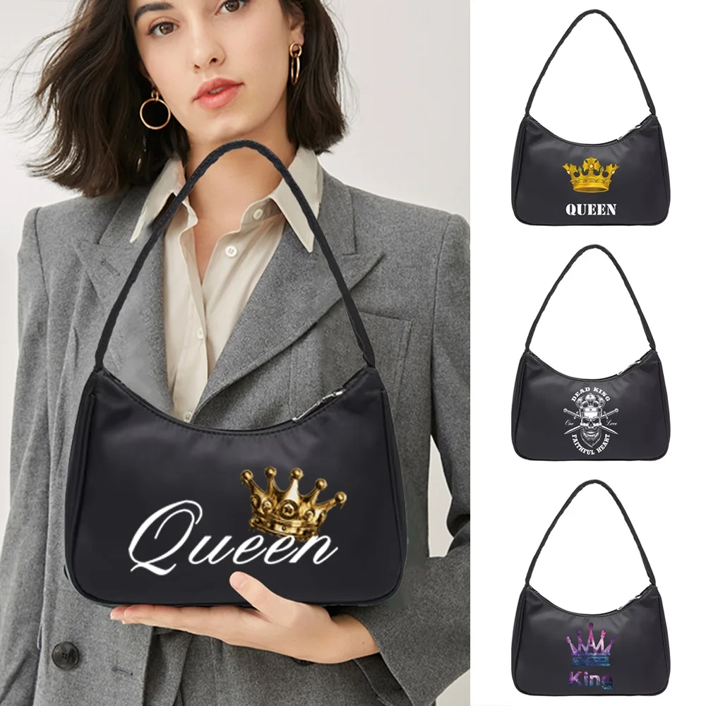 Shoulder Underarm Bags Coin Purse Women‘s Handbags Designer Print King&Queen Pattern Hobo Shoulder Pouch Totes Shopping Bag