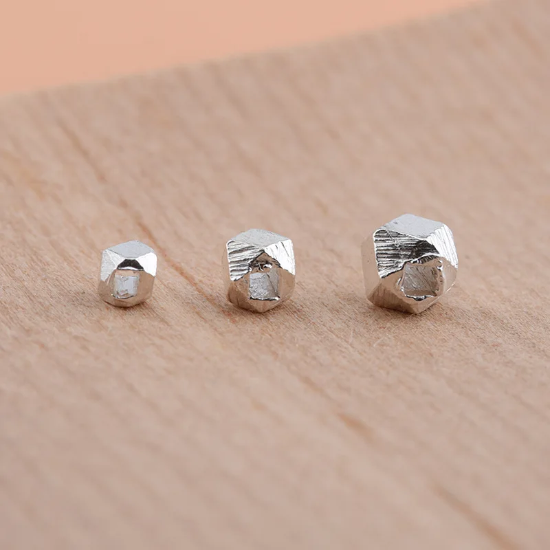 Wholesale 10pcs/pack Real Solid Sterling 925 Silver Beads 2.5mm 3mm 3.5mm 4mm Cutting Beads Pure 925 Silver for jewelry diy