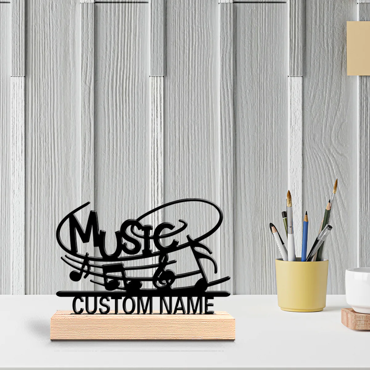 1pc New Design Personalized Custom Music Metal Statues Literary Gift with Wooden Stand, Perfect for Readers, Book Lovers, Gradua