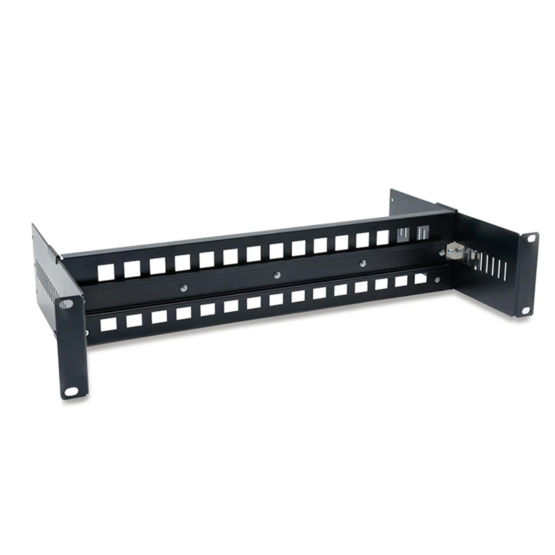 19 Inch Rack Mount DIN-Rail Kit 2U High Strength Aluminum Alloy Adjustable Cabinet Bracket For Industrial PoE Switches/Injector