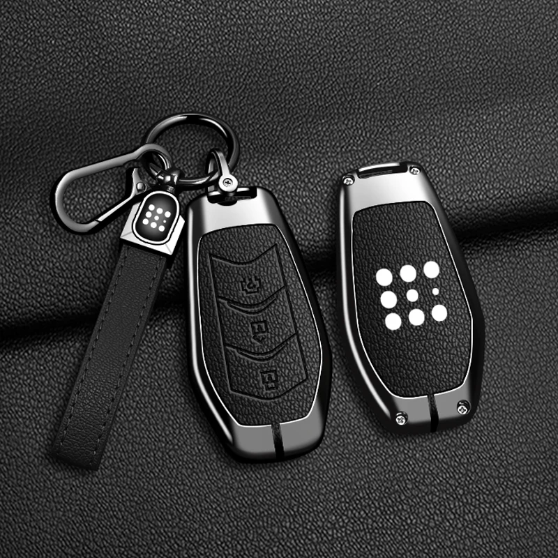 Car Accessories For Dongfeng fengguang Seres Evolute i-Space i-Pro Landian E5 Zinc Alloy Leather Key Case Cover Holder Chain