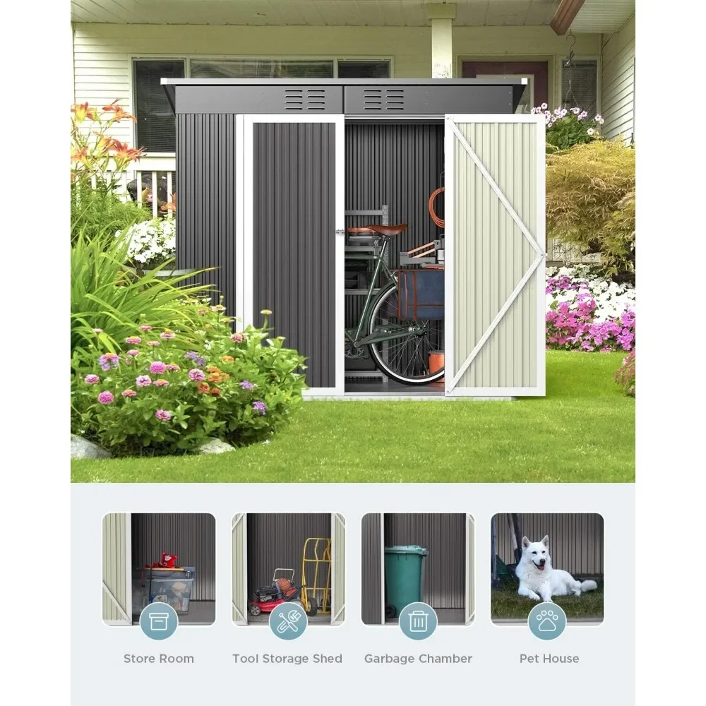 6' x 4' Outdoor Storage Shed Clearance,Metal Outdoor Storage Cabinet w/ Double Lockable Doors,Waterproof Tool Shed,Backyard Shed