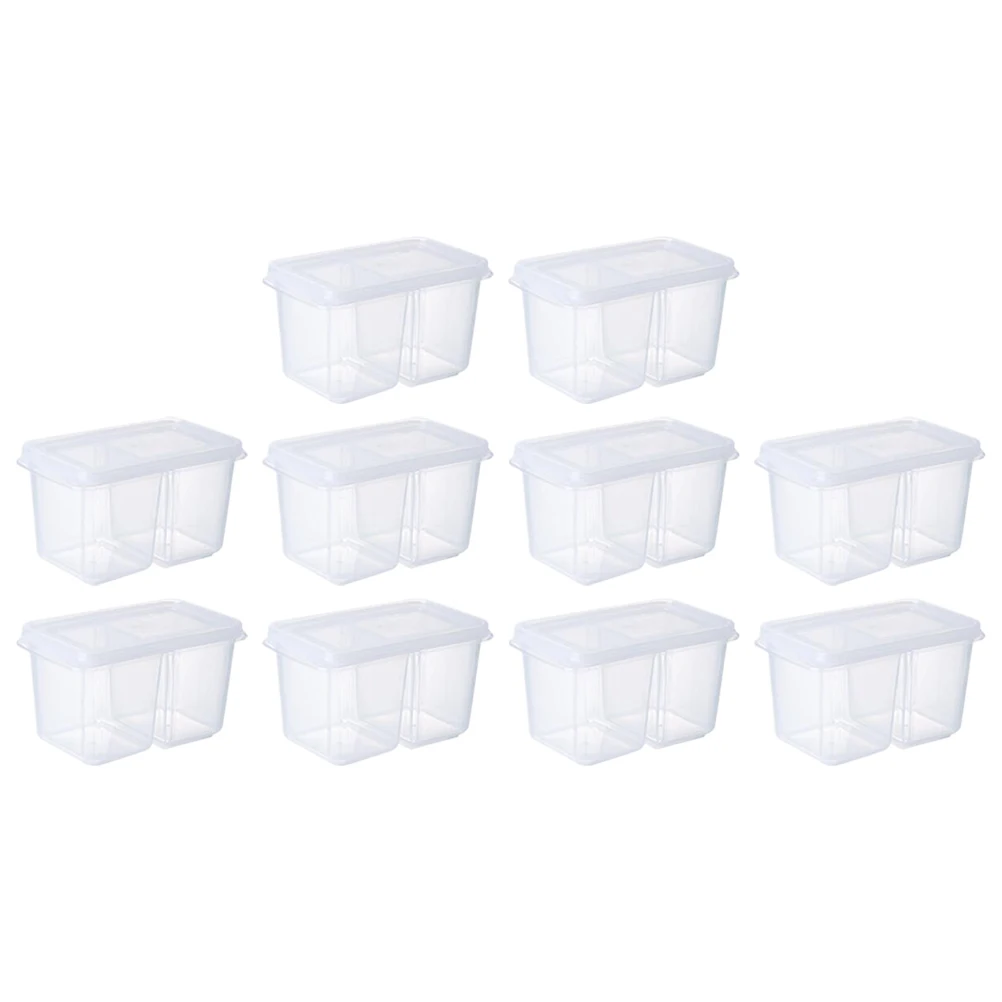 

10 pcs Crisper Veggie Tray Lid Kitchen Storage Organizer Fruit Plastic Box Double Grids Garlic Container Sealed Keeper