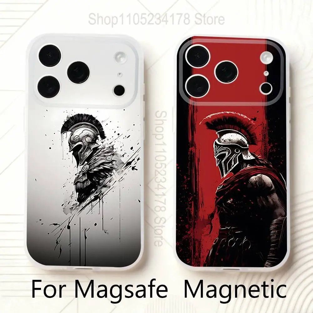 

Прозрачный магнитный чехол для телефона Cool Spartan Frosted для iPhone 17,16,15,14,13,12,11 Pro,Max,Plus,Mini,Air,E