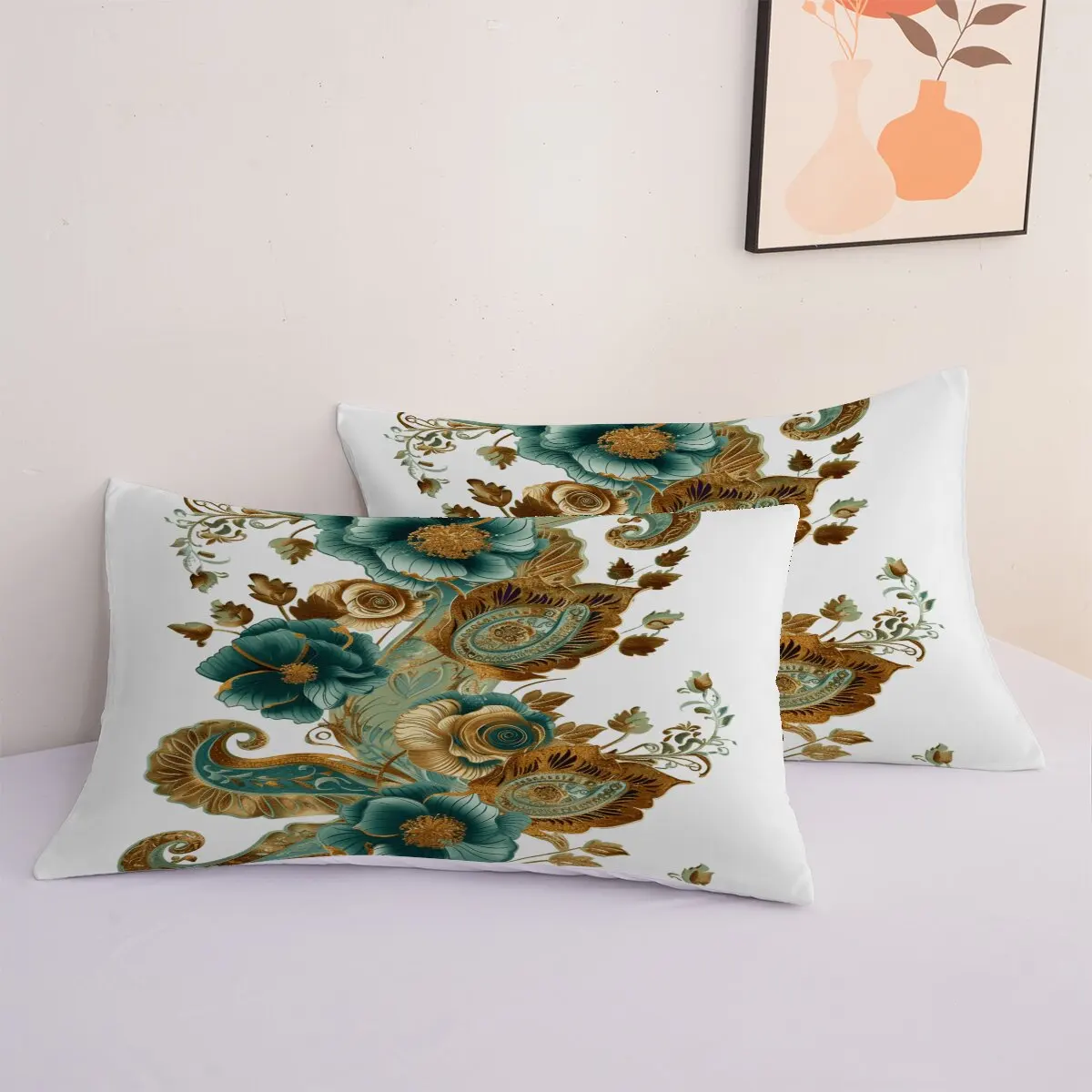 Golden Rose  duvet cover   Green flower  1 duvet cover, 2 pillowcases, 3 pieces