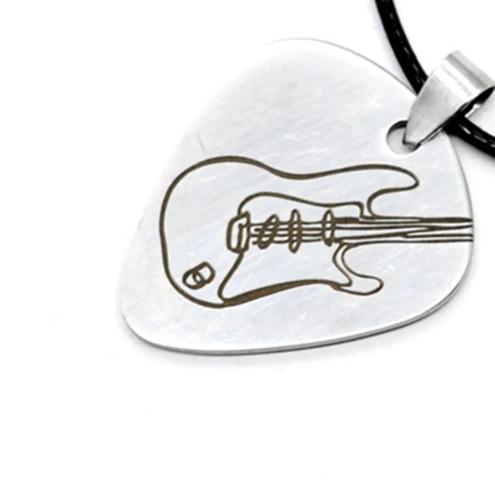 Stainless Steel Guitar Pick Necklace Fashionable Cord Pendant with Adjustable Extender Perfect Gift for Guitar Players