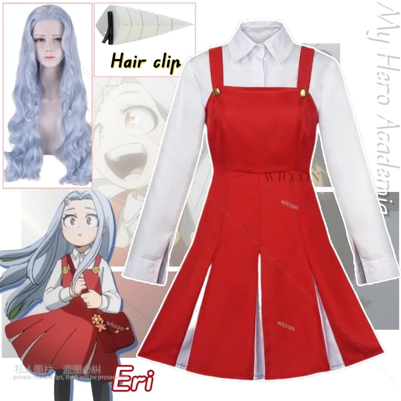 

Eri Cosplay Costume Anime Boku No Season4 Cosplay School Uniform Dress Outfit Halloween Costume Wig Horn Socks Campus Festival