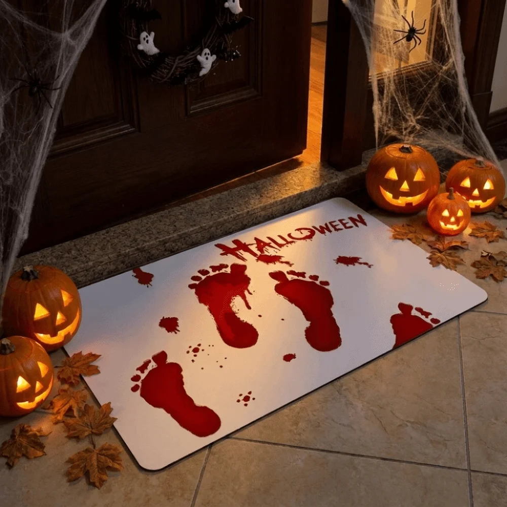 Non Slip Halloween Color Changing Floor Mat Color Changing Funny Color Changing Blood Footprints Door Mat Water Absorbent
