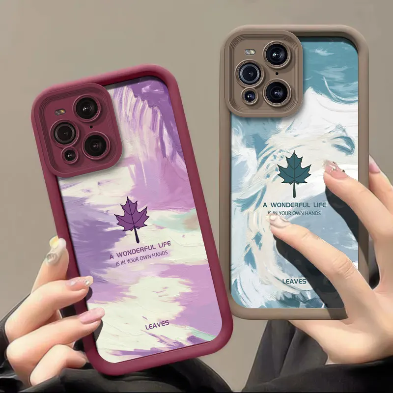 Phone Case For Xiaomi Redmi Note 13 11 12S 10 8 9 7 Pro Rendering Maple Leaf Painting Camera Lens Protection Silicone Soft Cover