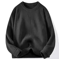 Men's Crew Neck Sweater Solid Color Trend Thickened Knitwear Autumn and Winter Casual Warm Sweater Men's Long Sleeve Vest