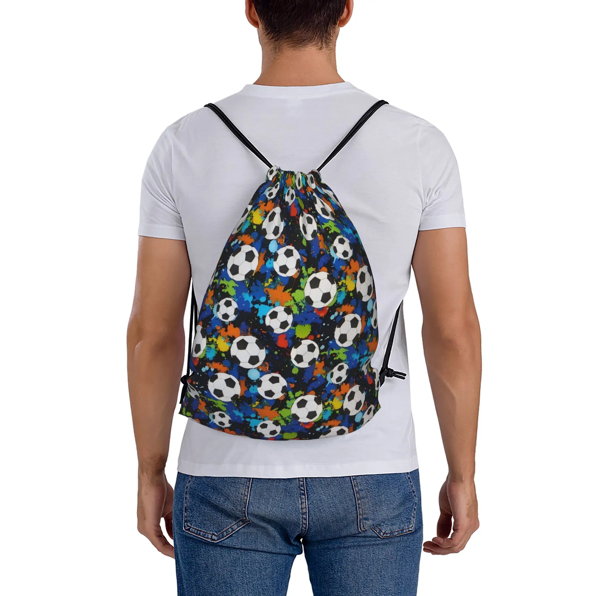 Soccer Football Fan Merch 16  Drawstring Bags Sports Unisex Storage Organize Bundle Pocket Rope Bag