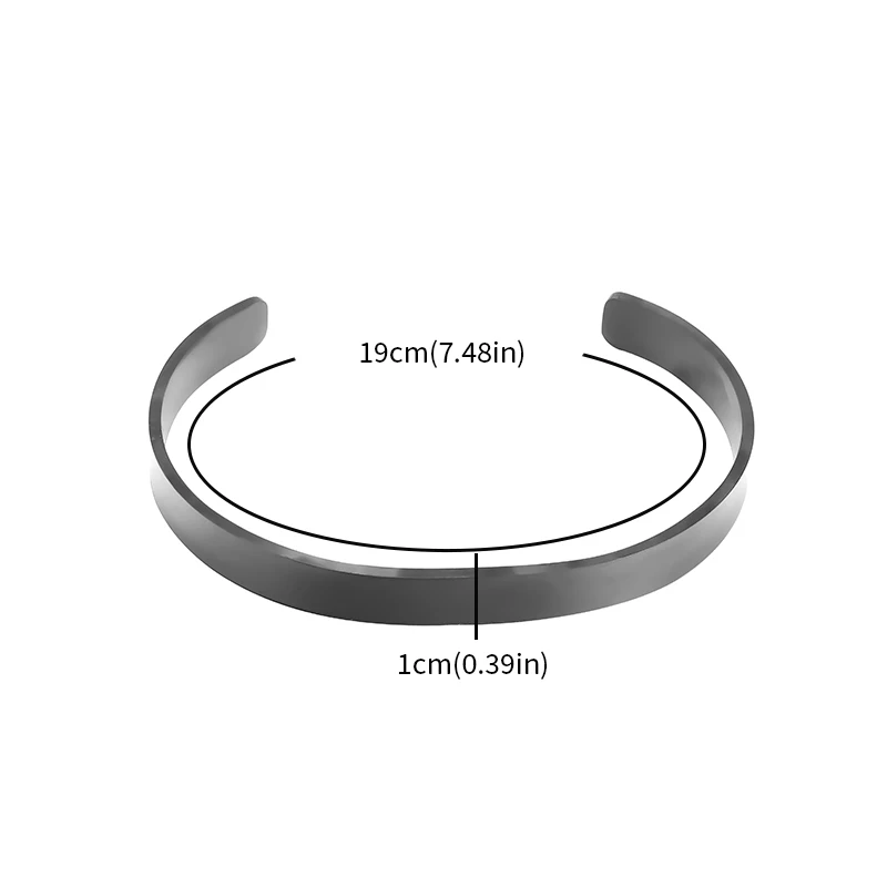 Stainless Steel Glossy Engravable Cuff Bracelet Suitable for Men\'s Personalized Simple Wrist Accessories