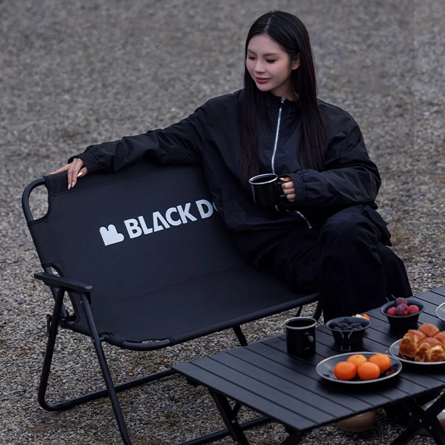 Camping Two-Person Chair, Foldable Outdoor, Beach, and Indoor Leisure Chair, Fishing Armchair