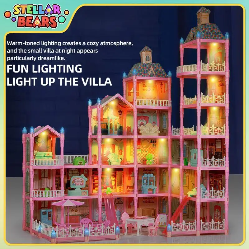 

DIY миниатюрный комплект дома, модель виллы, здание, замок принцессы для девочек, кукольный дом, имитация мебели, детские игрушки, рождественские подарки