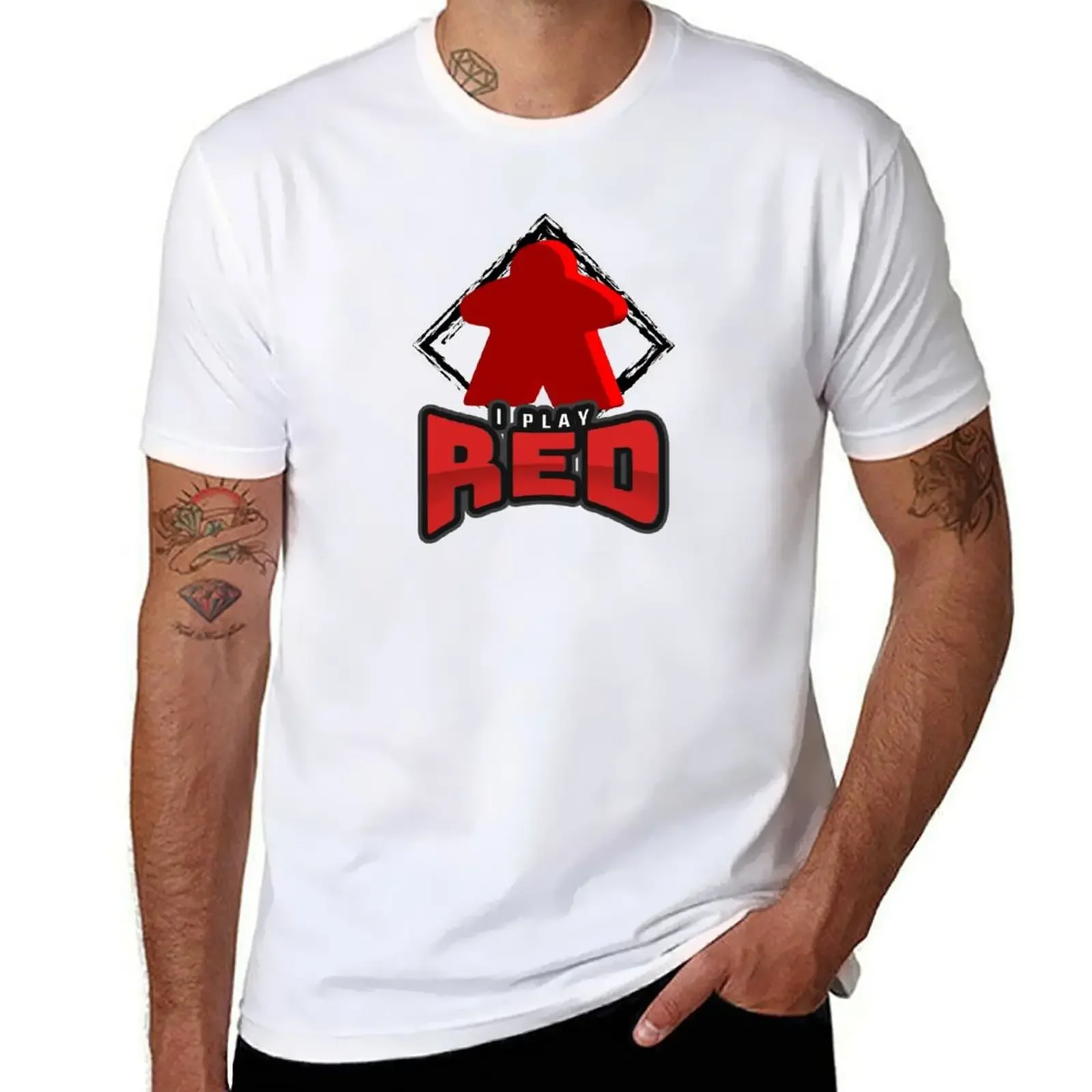 I always play with red board game meeple player color boardgaming T-Shirt plain anime anime t shirts funny t shirts for men