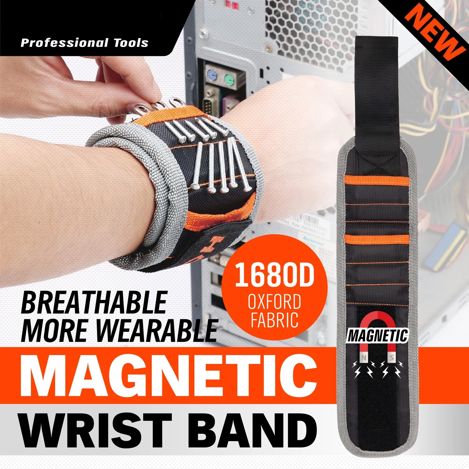 Magnetic Wristband 1680D Oxford Fabric Tool Wrist Band for Holding Screws Nails Drill Bits