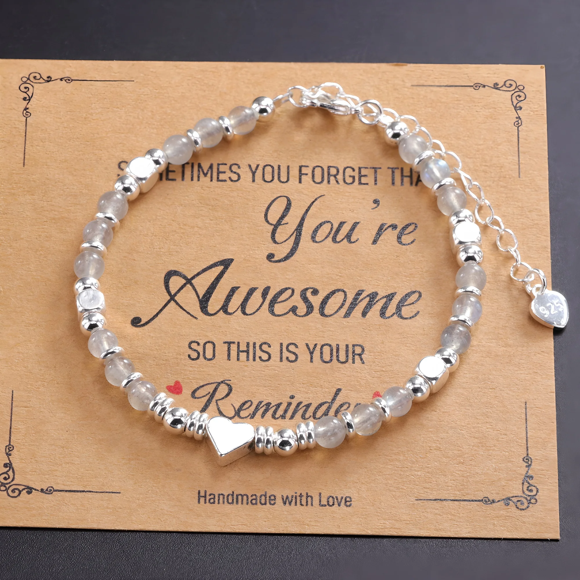 

Оригинальный браслет Sam Panda из стерлингового серебра 925 пробы с сердечком любви для женщин, изысканный милый ювелирный подарок с геометрией лунного камня, дропшиппинг