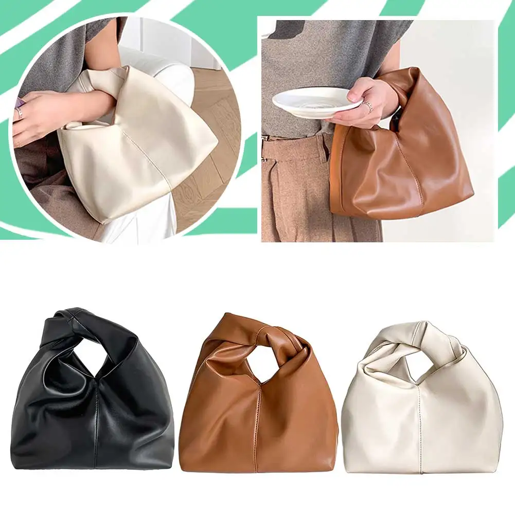 Bolsa de nuvem plissada de couro PU para mulheres, alça superior, bolsa ruched, monocromática, bolsa de viagem feminina