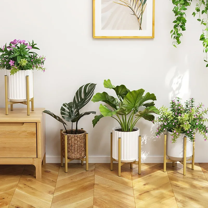 Indoor Horticultural Flower Potting Frame Floor Standing Metal Modern Simple Cross Multilayer Expansion Balcony Plant Stand