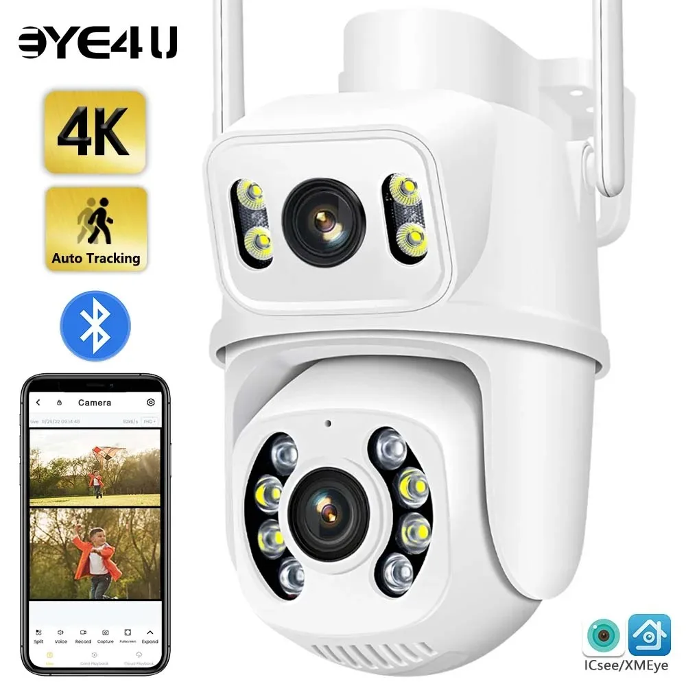

4K 8MP WiFi IP Camera with Dual Screen Auto Tracking 4MP CCTV Security Cameras Outdoor PTZ Stree Waterproof Surveillance ICsee