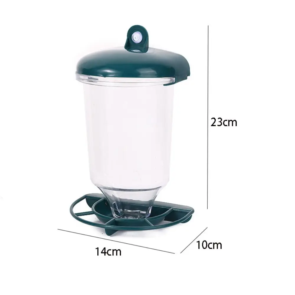 Plastic Bird Feeder Large Capacity Convenient Bird Hanging Food Dispenser Transparent with Suction Cup Bird Water Bowl Courtyard