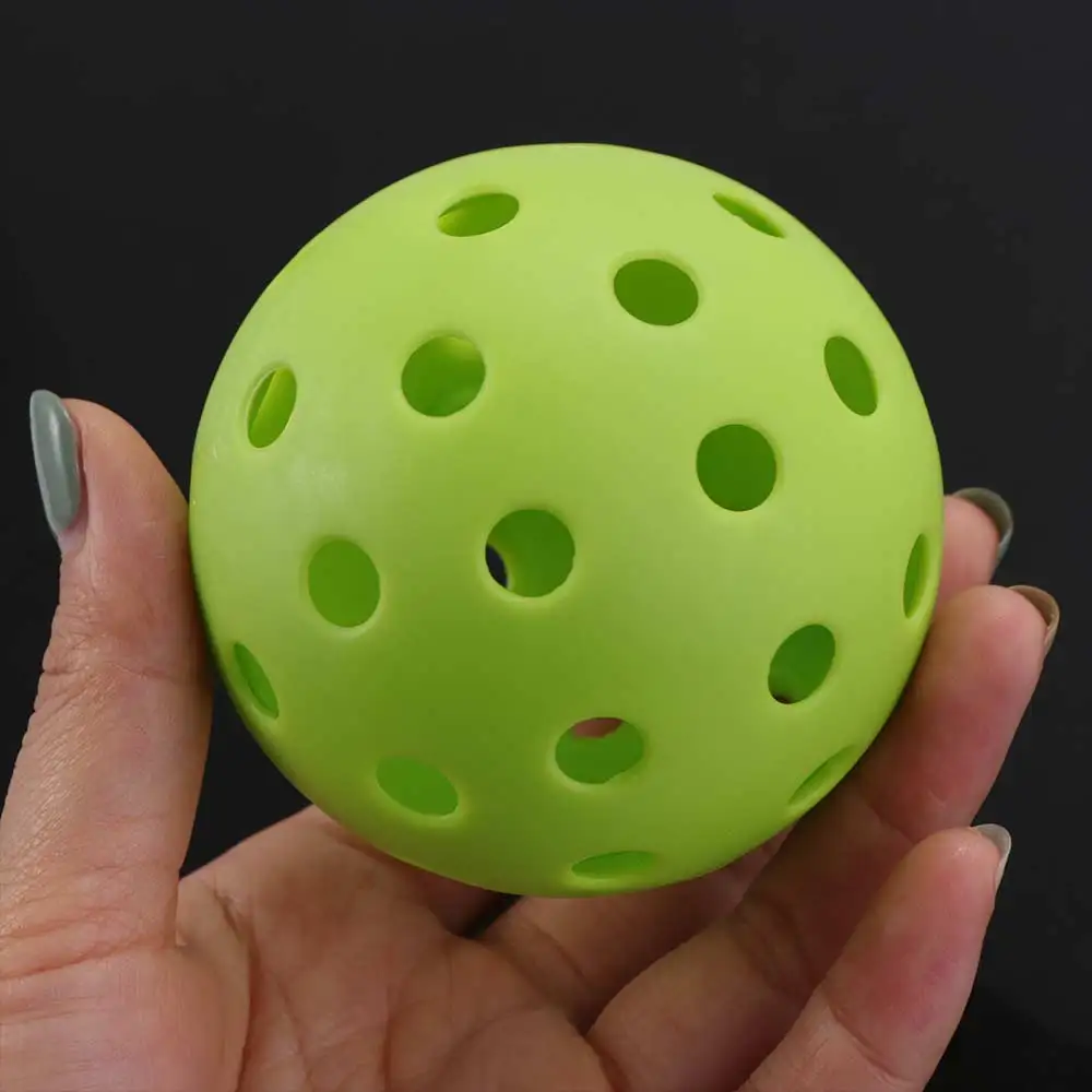 40 Holes Luminous Pickleball Ball Durable Green Light LED Light Up Pickleball Offcial Size Battery Powered