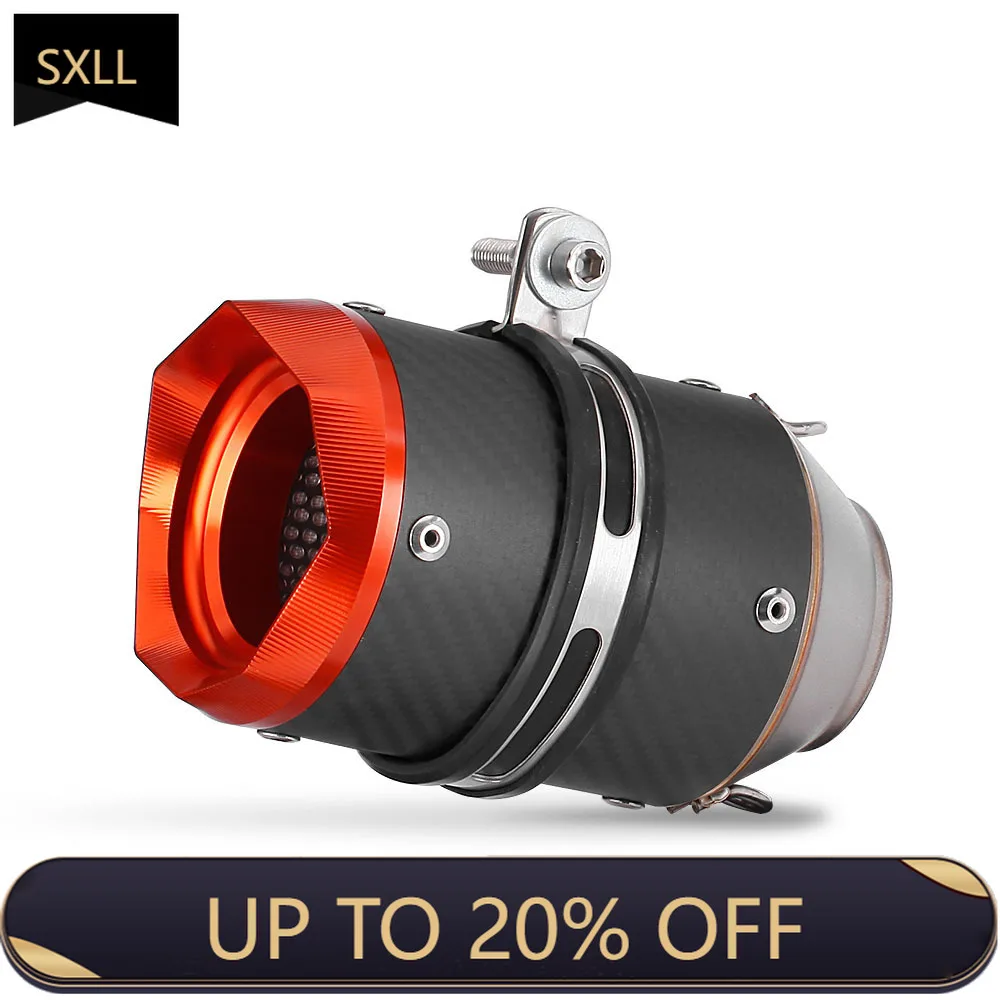 SXLL Universal 51mm 60mm motorcycle tailpipe carbon fiber motorcycle silenciador for Ninja250sl Cb500f Xsr700 R25 Crf150 Mt03
