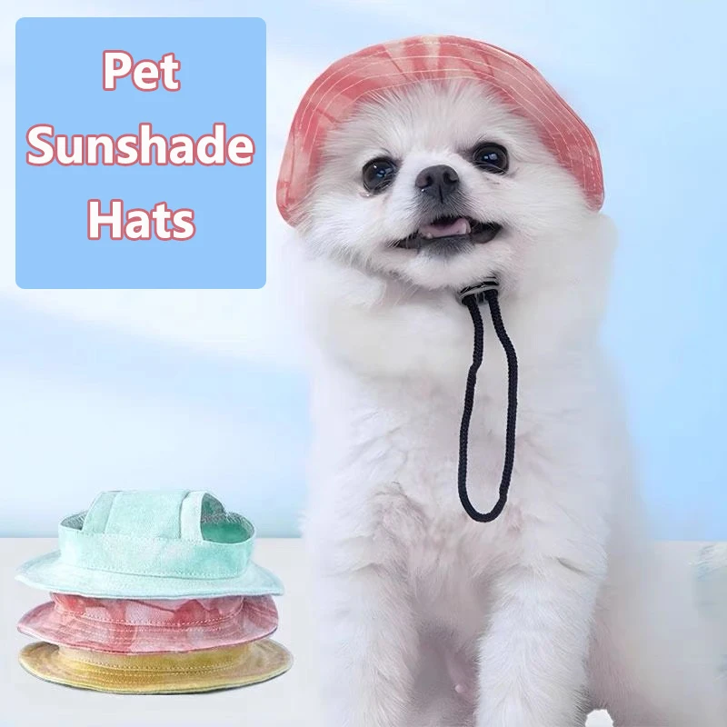 Cute Pet Sun Hat Cat Sun Hats for Dog Baseball Cap Cat Hat Pet Hats for Small Dogs Cats with Ear Holes Adjustable Drawstring