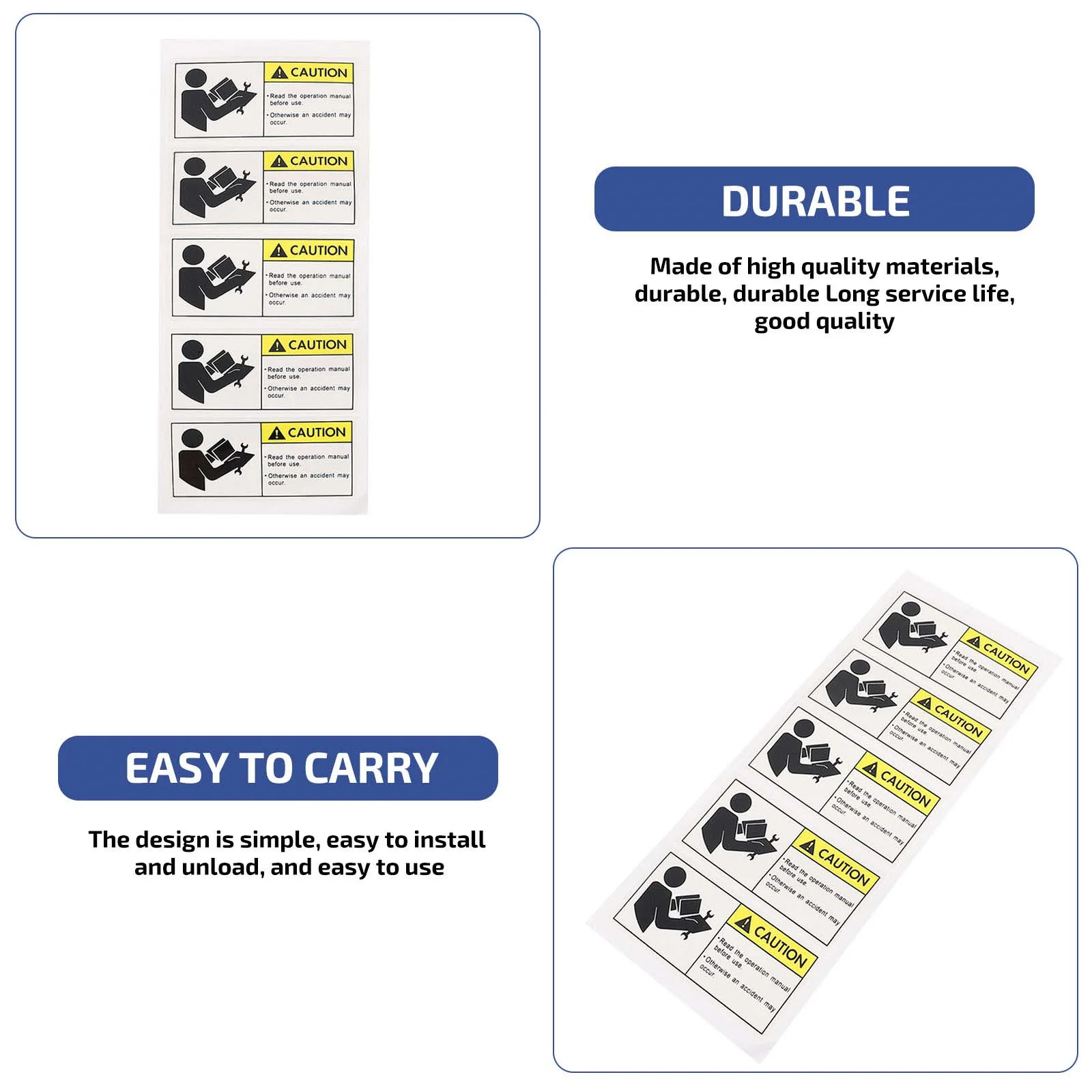 

5pcs Safety Warning Sign Sticker Caution Reading Instructions Decal For Equipment Office School Use