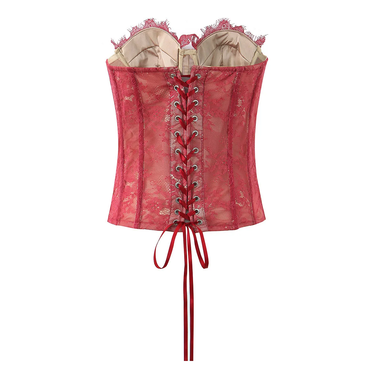 Sexy Lace Fishbone Strapless Bra Top Women's Fashion Cross-Border Clothing False Eyelash Design Attractiveness Trendy Top
