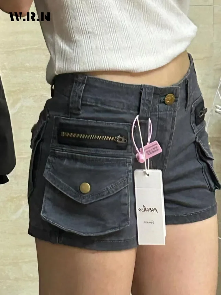 Gyaru Hotsweet 2000S Pantaloncini di jeans slim fit Vita alta Casual Sexy Street Kpop Style Pantaloncini da donna Y2K Guaina solida Cyber Jean