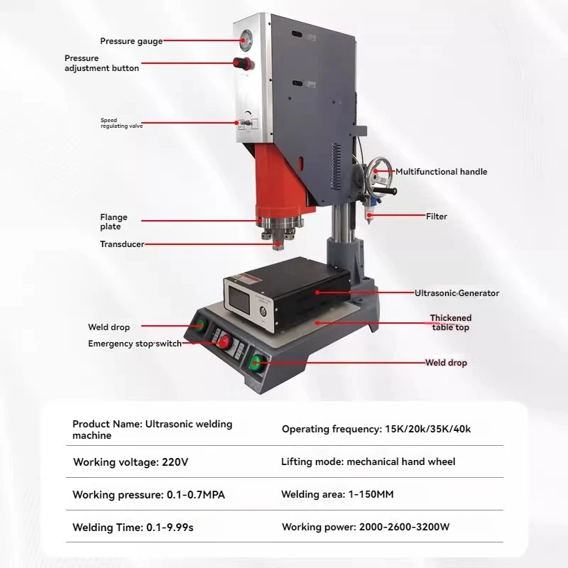 ABSSPCE plastic parts welding spot welding machine; ultrasonic intelligent frequency tracking plastic welding machine