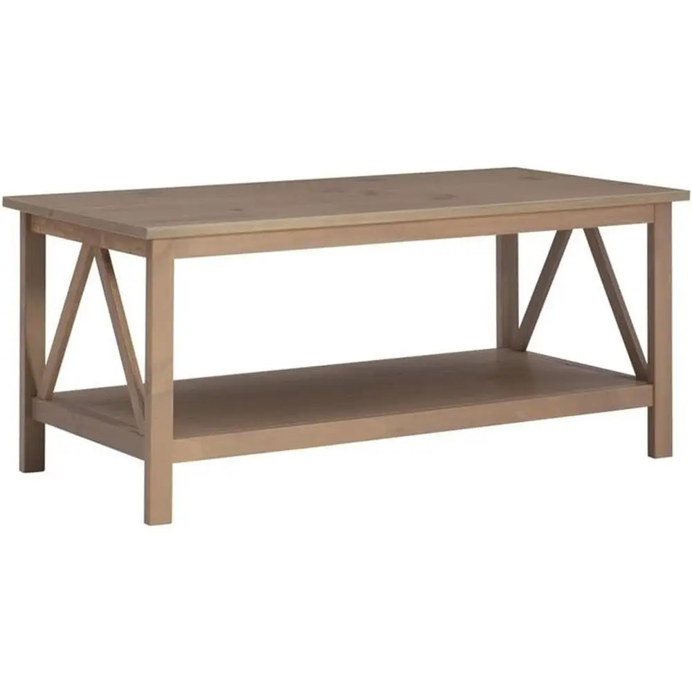 

Rustic Pine Coffee Table, 44 x 22 x 20.25, Spacious Bottom Shelf for Storage or Display