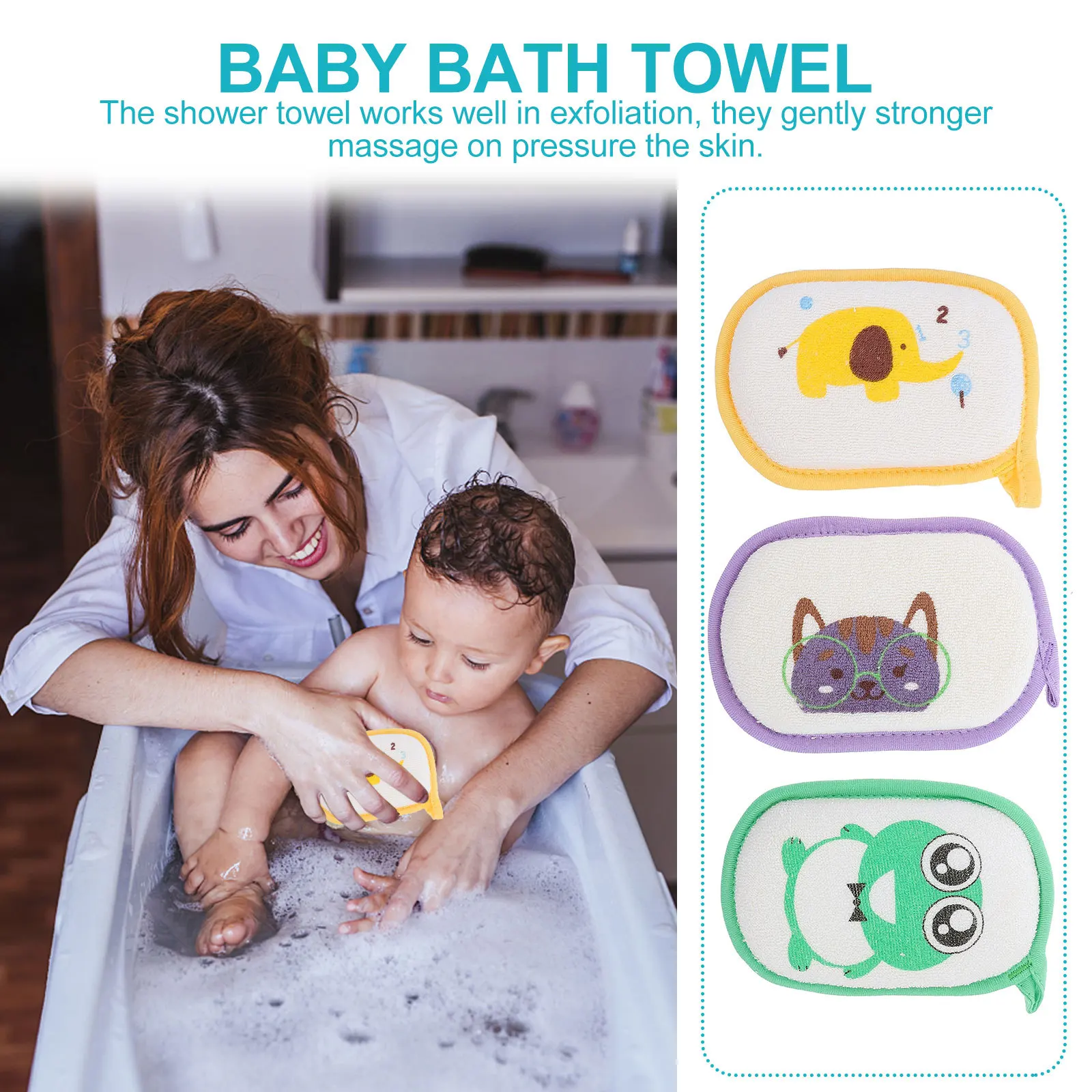 

3 шт., набор детских губок для ванны, мягкий скребок для душа для малышей, легко держать, прочное использование, детская щетка для ванны, мультяшные губки