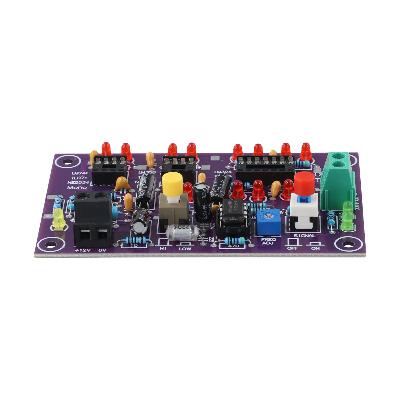 DC 12V T2 OPAMP Operational Tester Board With LED For Single Dual For Quad Op Amp Chip Testing Tool High Low Frequency Analysis