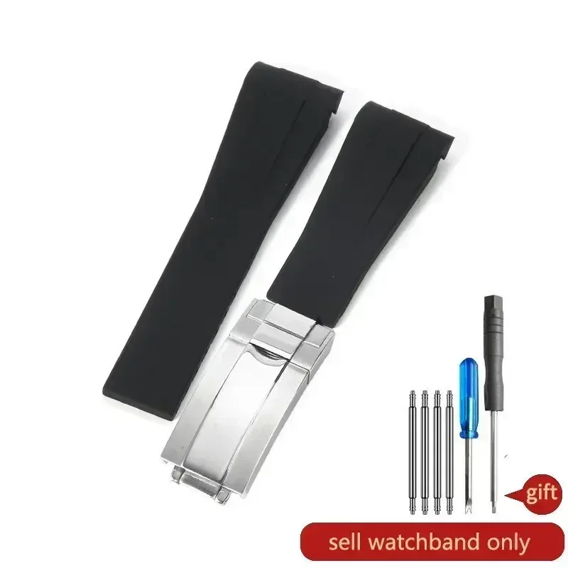 Für Rolex Yacht-Master Submariner Datejust Premium-Silikon-Uhrenarmband, Faltschließe, schweißfest, leichtes Zubehör, 20 21 mm