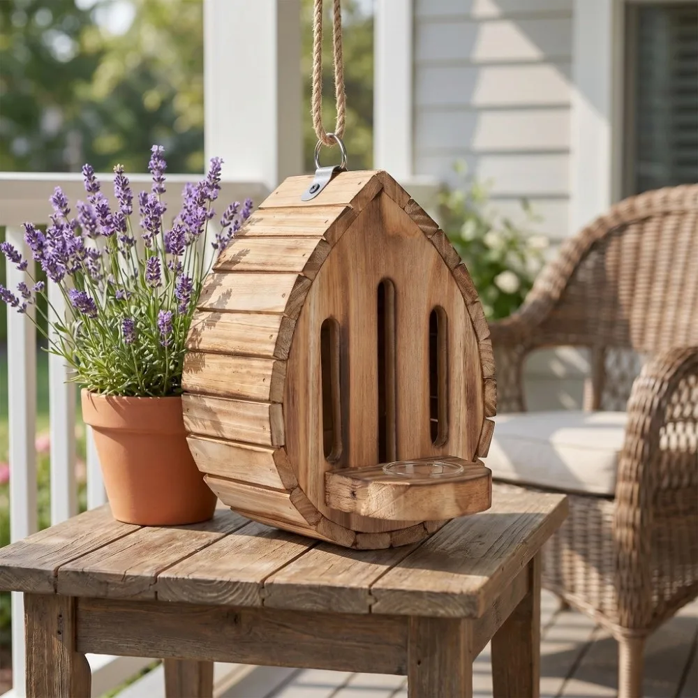 Home Decor Wooden Butterfly House Hanging Natural Habitat Pollinator House 2In1 Multifunctional Moth Habitat Backyard