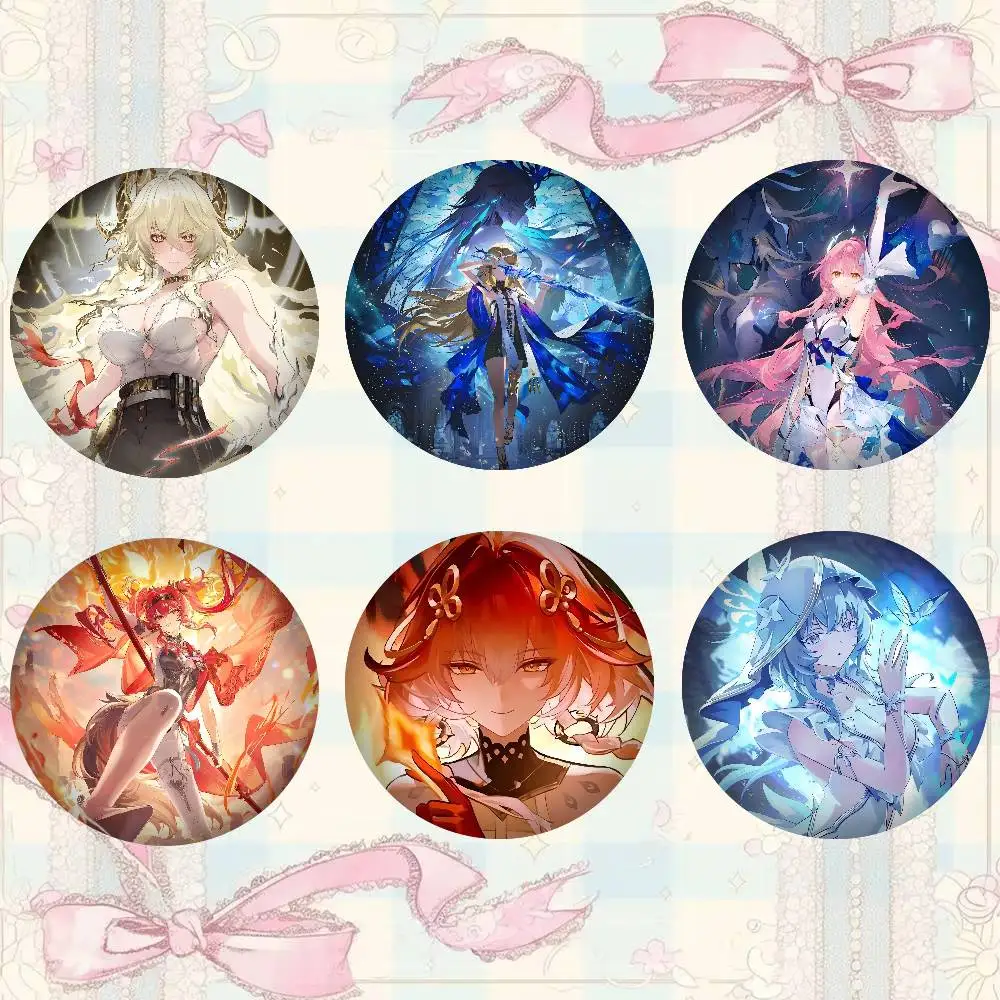 Games W-Wuthering Waves Creator Tinplate Pin Button Custom Anime Role Old-school Brooch Cartoon Collar Badge Jewelry Gift Fans