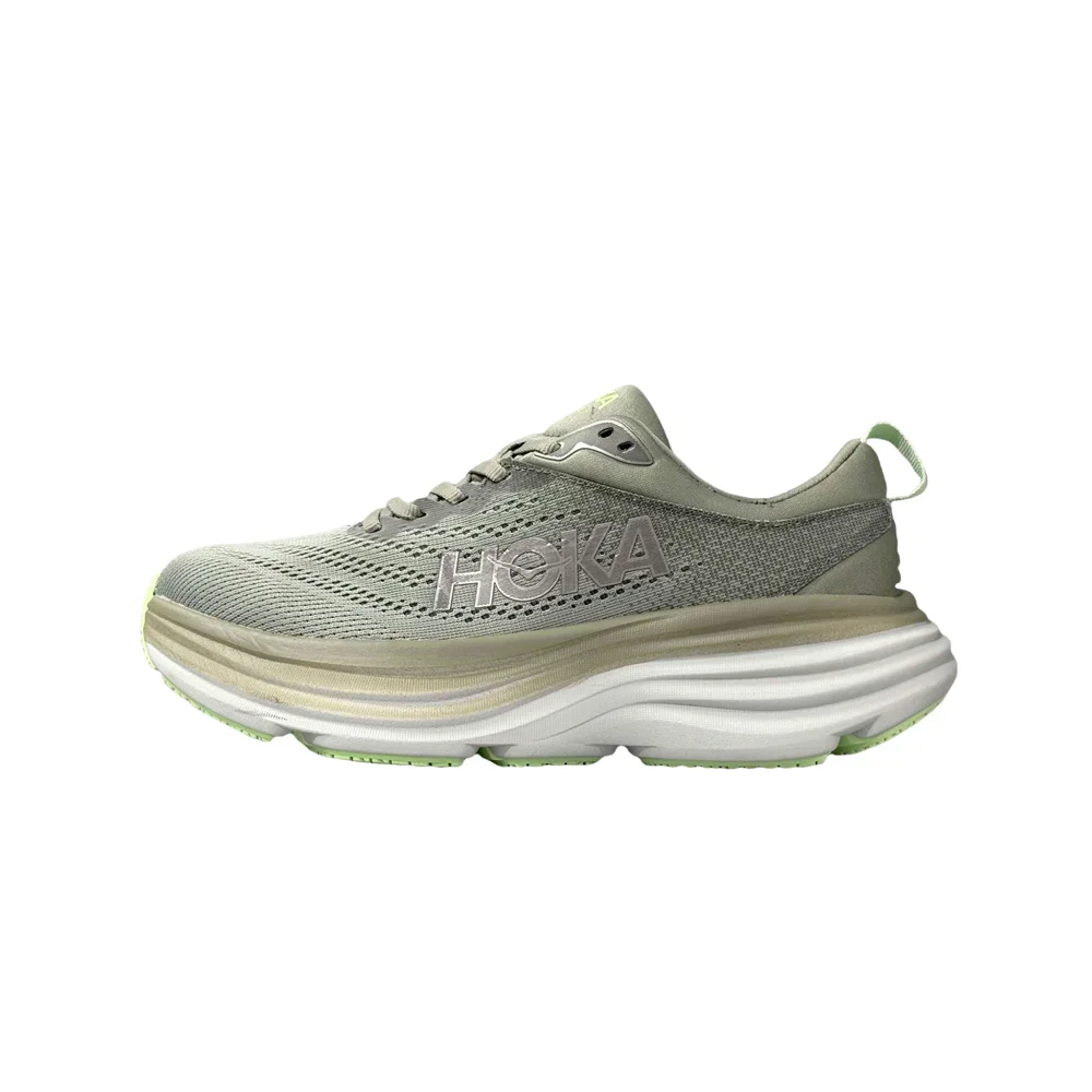 HOKA ONE ONE Bondi 8 Women and Men Grey Green Wear-resistant Comfortable Lightweight Mesh Breathable Running Shoes 11232020-PBAY