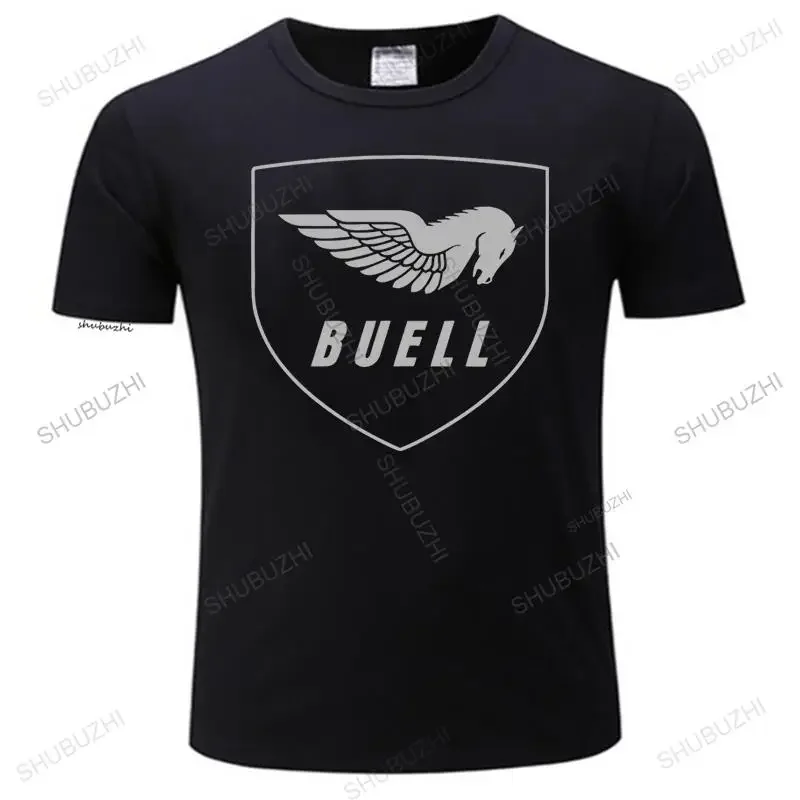 

Men's summer high quality t shirt Buell Motorcycle Company Logo Loose Size Tee Shirt unisex fashion crew neck t-shirt black