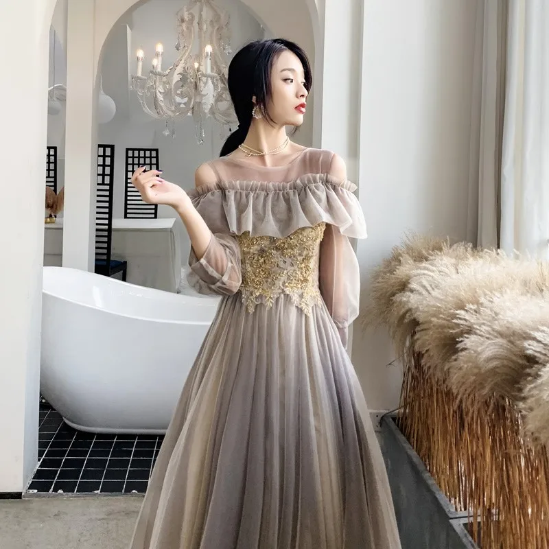 New light luxury niche vocal music test atmosphere host coming-of-age ceremony dress