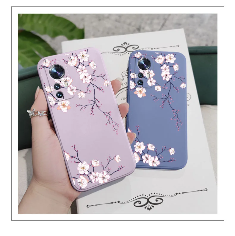 Plum Blossom Phone Case For Xiaomi Mi 14T 14 13 12 13T 12T 12S 11 11T Ultra 10 10T 9 9T 9SE 8 Pro Lite 5G Liquid Silicone Cover