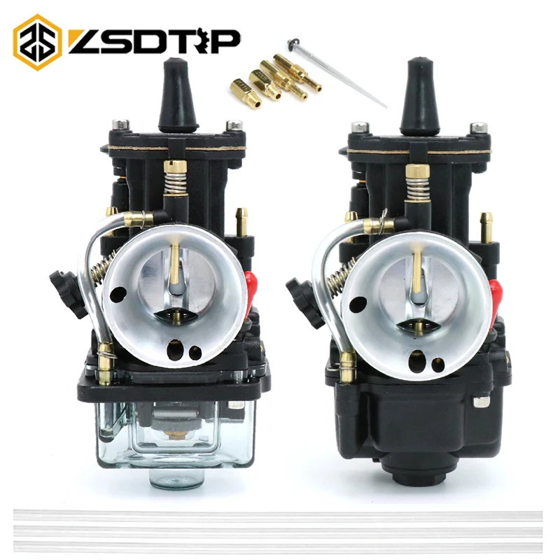 ZSDTRP Black Motorcycle Carburetor Keihin PWK 21 24 26 28 30 32 34mm Motocross Scooters with Power jet Clear Float Bowl