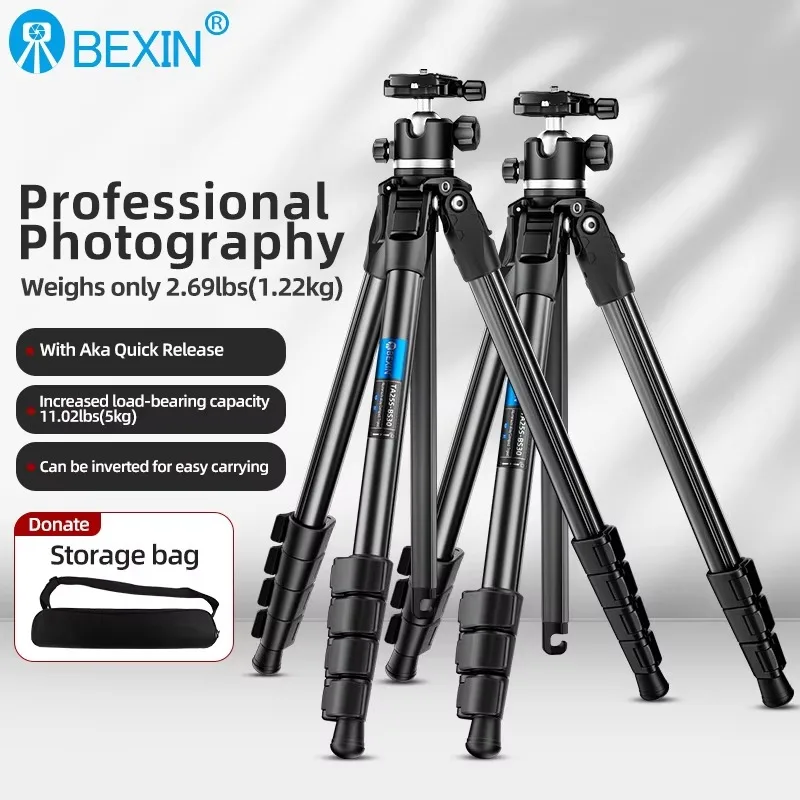 

BEXIN Tripod lightweight and stable micro SLR Five Section Heavy-duty Aluminum Alloy Professional Camera Tripod for Camera