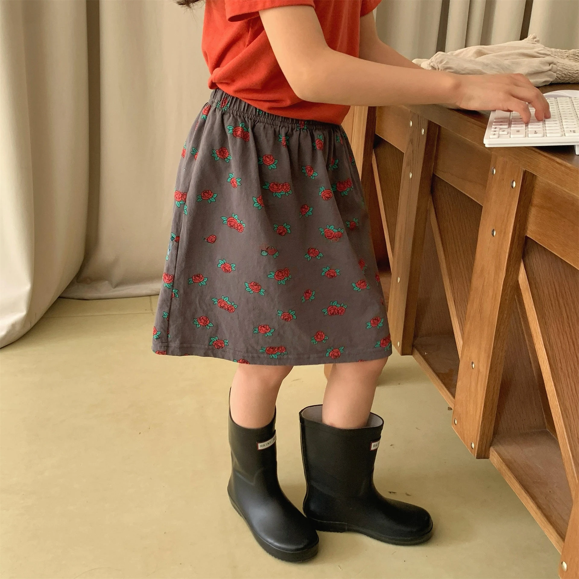 2026 Summer Girls Floral Print SkirtComfortable Casual Half‑Body Skirt Kids Bottoms For Little Girls