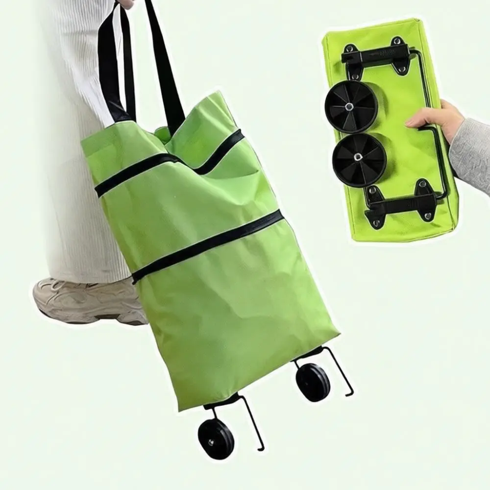 Portable Foldable Shopping Bag With Wheels Large Capacity Collapsible Grocery Cart Utility Trailer Luggage Organizer For Market