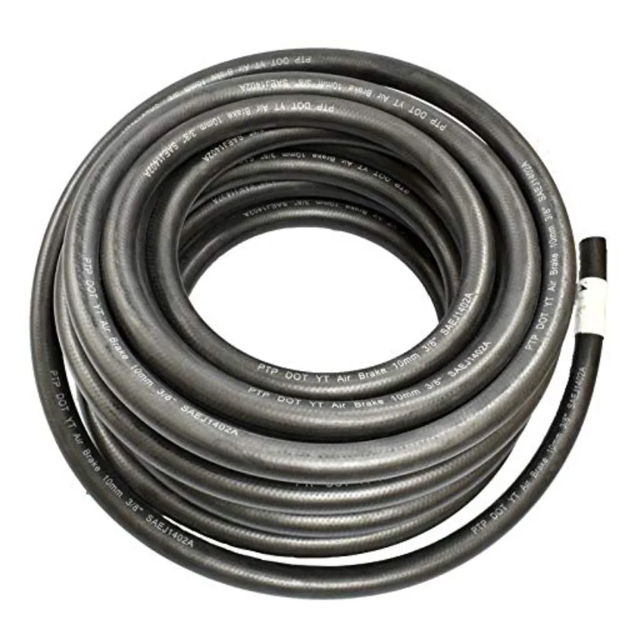 

50' Roll of 3/8 ID Rubber Air Brake Hose - DOT Compliant Black Heavy Duty Flexible Abrasion Resistant