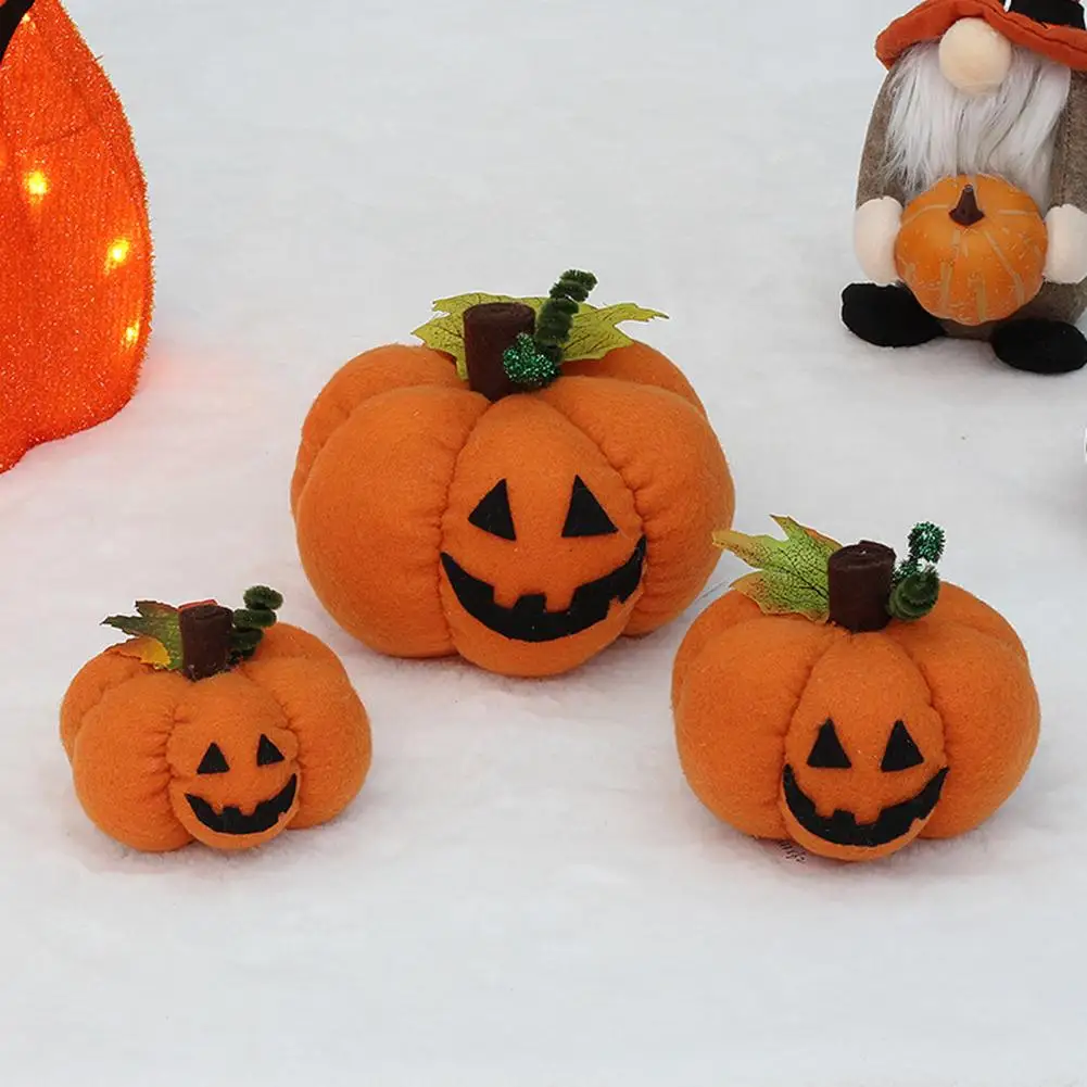 Pumpkin-shaped Ornament Spooky Halloween Plush Toys Cute Ghost Face Pumpkin Ornaments for Party Scene Layout Holiday Gifts