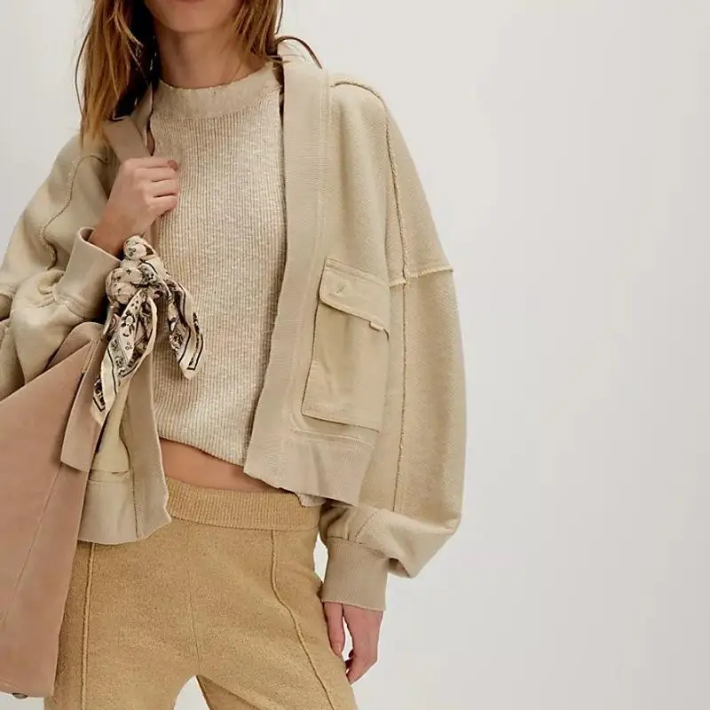 

Loose Women's Denim Jaet Spring Autumn New Sle Casual plus Size Fat Color Baseball irt Cross-Border Cotton Coat